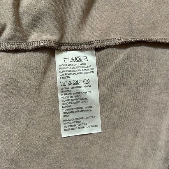 LOGO XS Brown Ivory Almost Mauve Asymmetrical V-Neck Quarter Sleeve Tunic - Picture 9 of 12